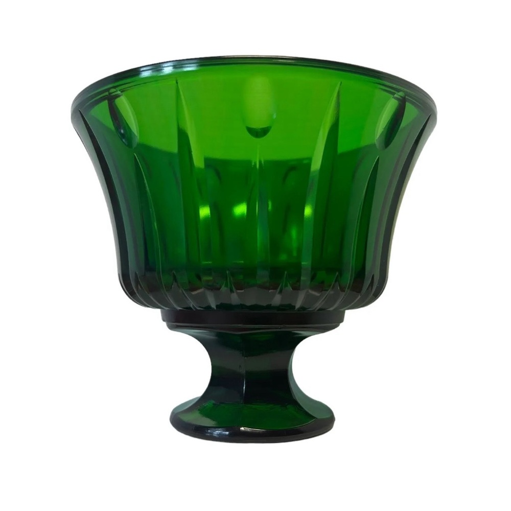 Rare 2009 KOPP Glass CHRISTMAS EMERALD GREEN Pedestal Vase MCM Style